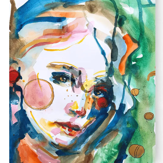 Colourful abstract Portrait Painting of a woman's face