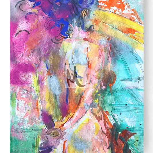 colourful original abstract painting  of a woman