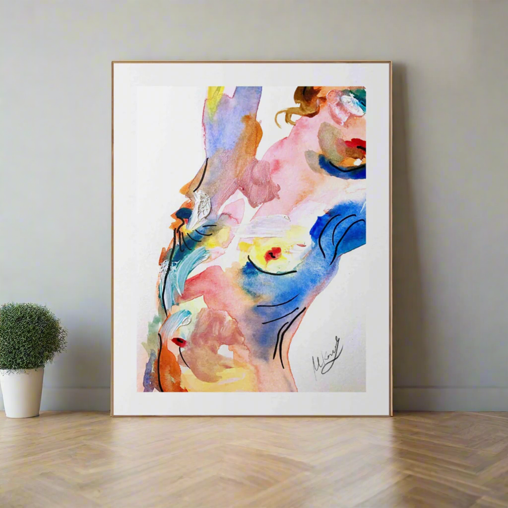 framed abstract art f a woman 