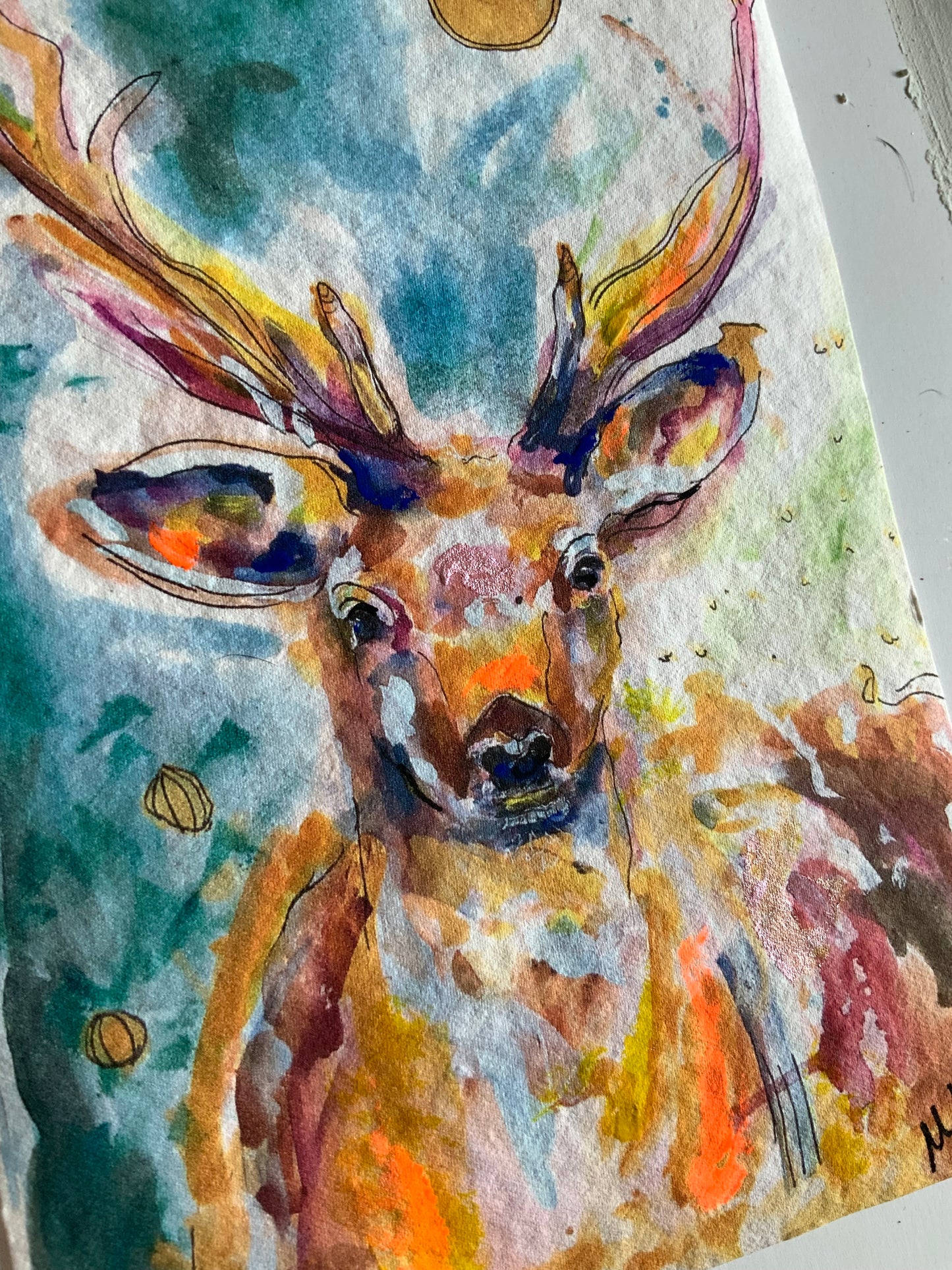 ‘Stag-Deer’ Art Print with Hand Painted Details