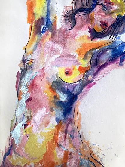 Abstract Nude Woman Body Set of 2 Wall Art Print Sizes: A3 A2