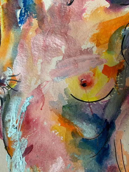 Abstract nude art painting woman detail