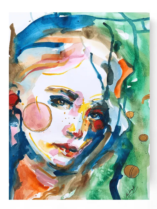 Colourful abstract Portrait Painting of a woman's face