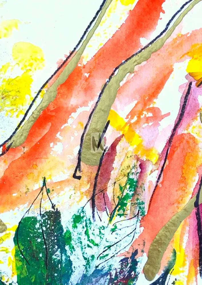 Abstract art with colorful brush strokes on a white background
