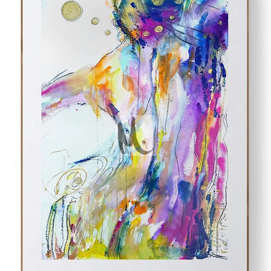 colourful abstract painting of a woman body