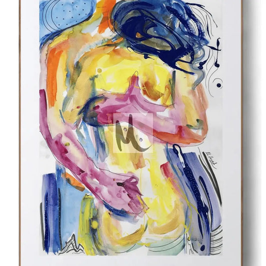 Colourful Abstract Artwork Art Print  of a couple, framed