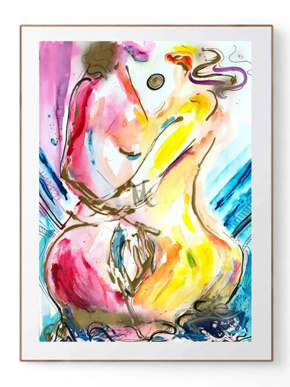 abstract original painting of a two lesbian woman