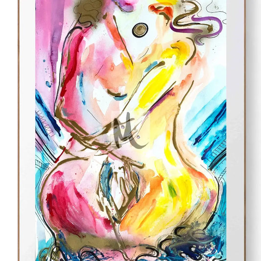 abstract original painting of a two lesbian woman