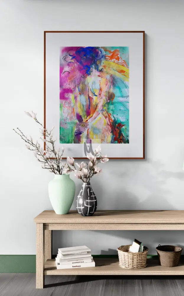 original abstract painting of a woman in a living room 