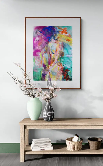 original abstract painting of a woman in a living room 