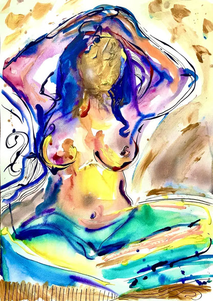 ‘Golden Faced Woman’ 50 cm x 70 cm