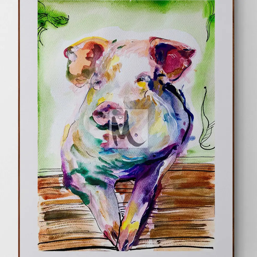 ‘Happy Pig‘ Art Prnt A4 Print Size: A4