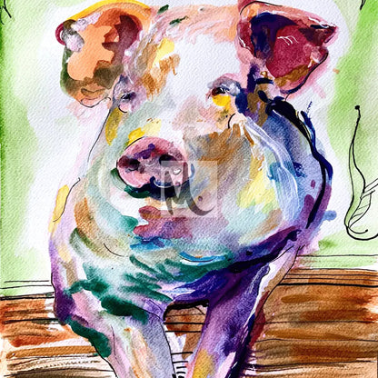 ‘Happy Pig‘ Art Prnt A4 Print Size: A4