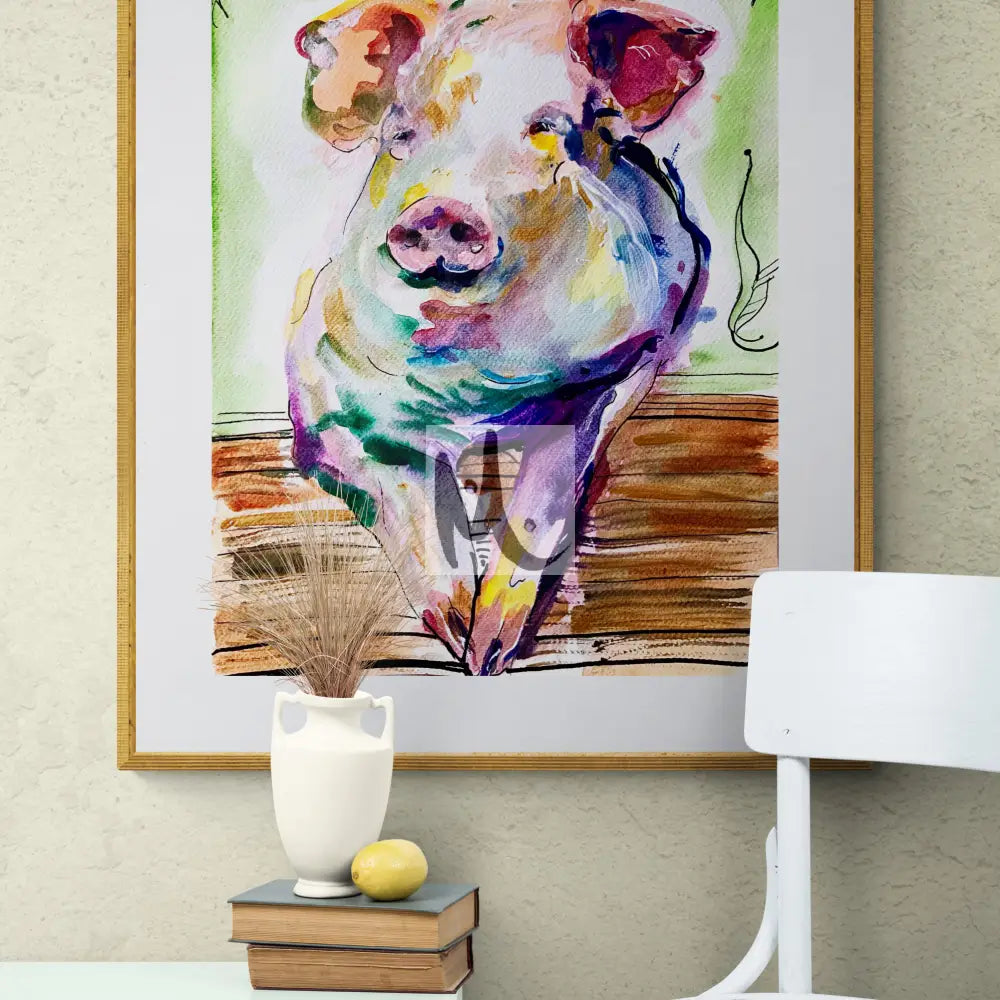 ‘Happy Pig‘ Art Prnt A4 Print Size: A4
