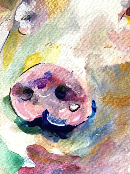 ‘Happy Pig‘ Art Prnt A4 Print Size: A4