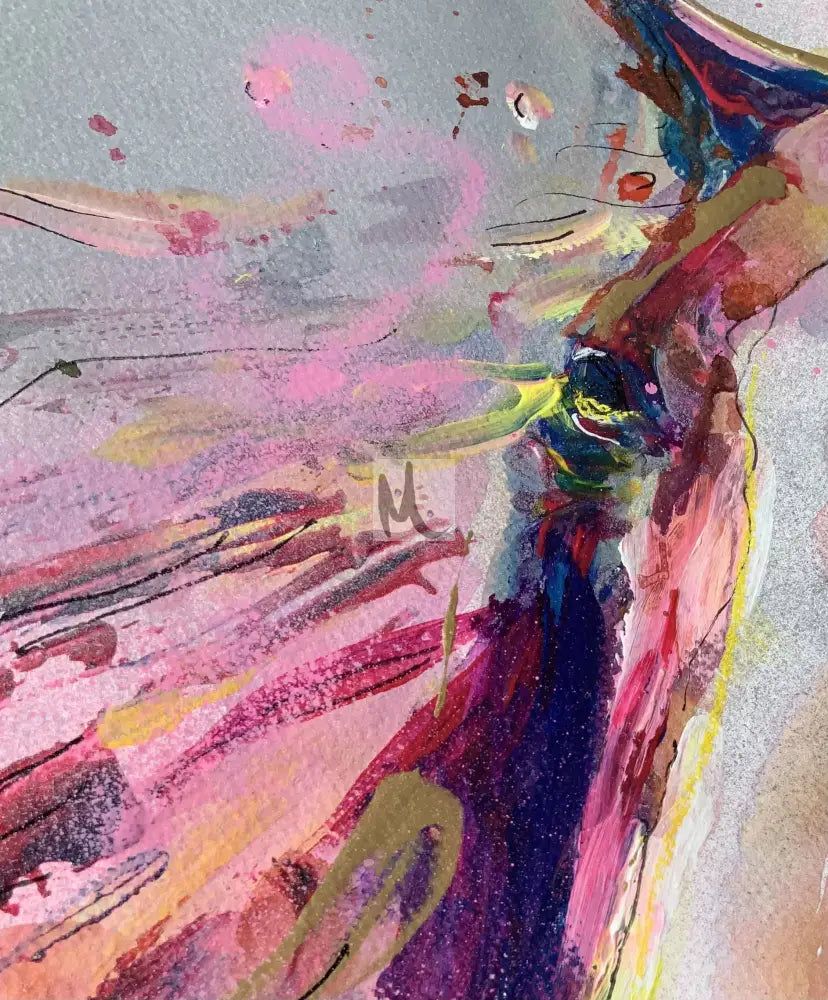 ’Magical Horse’ Painting 50 cm x 70 cm / Wooden Frame Light Brown 50 cm x 70 cm