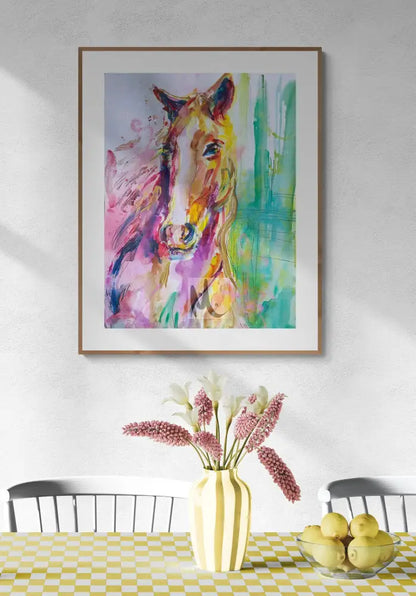 ’Magical Horse’ Painting 50 cm x 70 cm / Wooden Frame Light Brown 50 cm x 70 cm