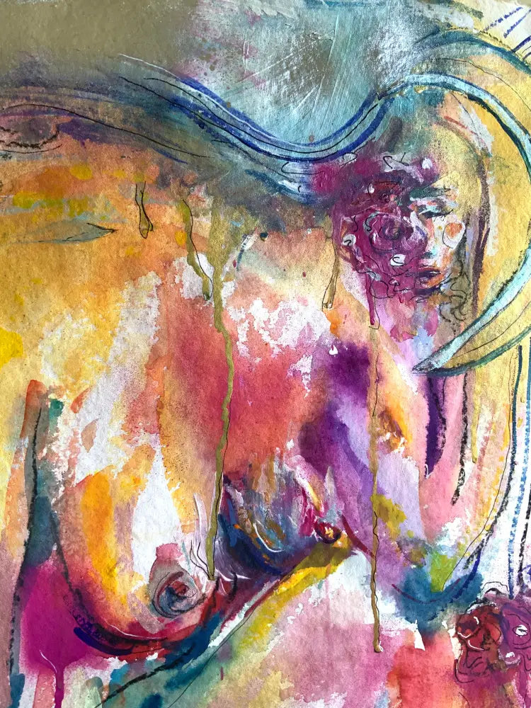 Colorful abstract painting of a woman body