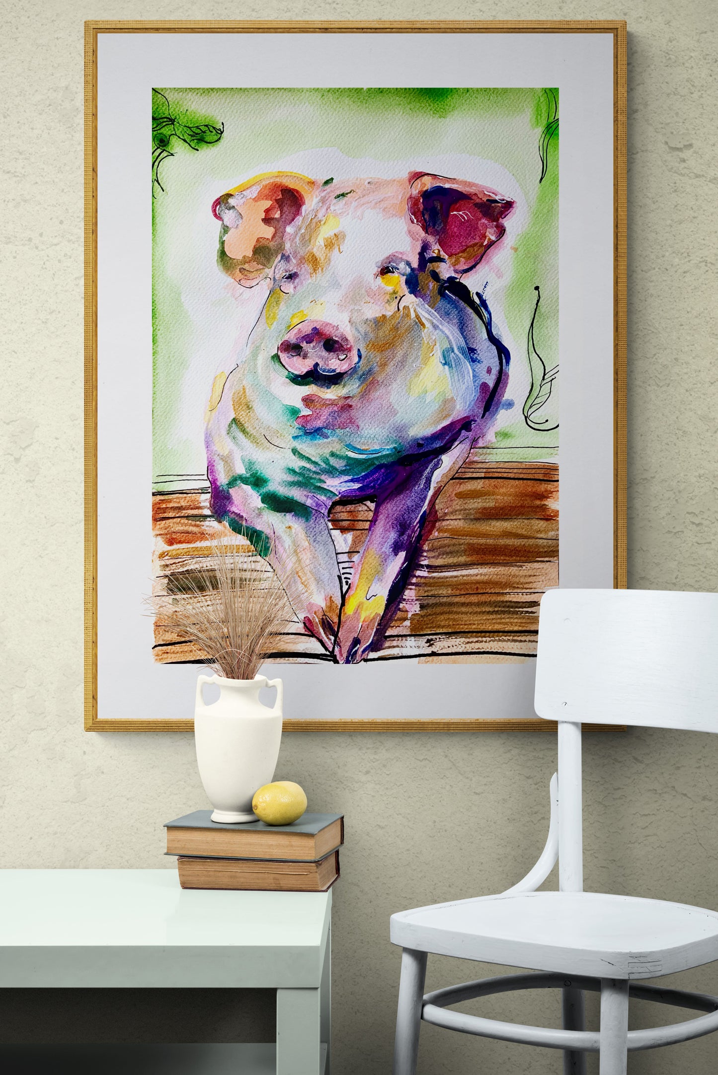 ‘Happy Pig‘ Art Prnt