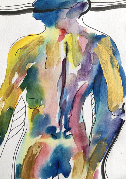 Abstract Nude Man Body Set of 3 Wall Art ‘He, Unveiled - Trilogy‘