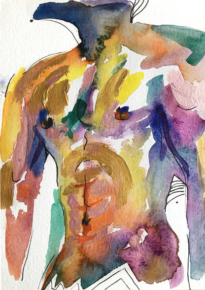 Abstract Nude Man Body Set of 3 Wall Art ‘He, Unveiled - Trilogy‘