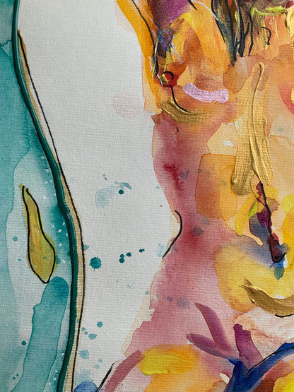 Abstract Nude Woman Body Set of 3 Wall Art ‘She, Unveiled - Trilogy‘