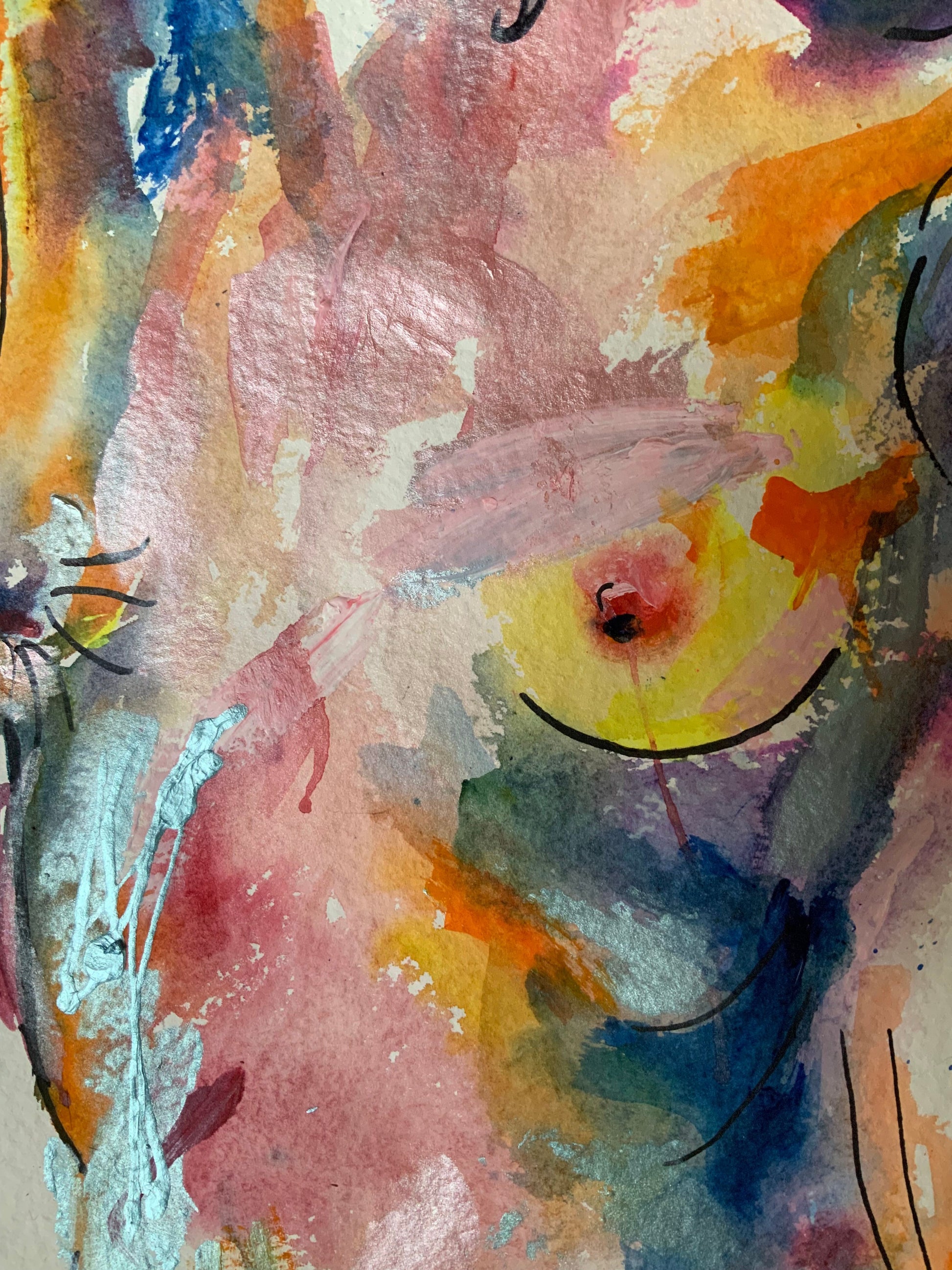 Abstract nude art painting woman detail