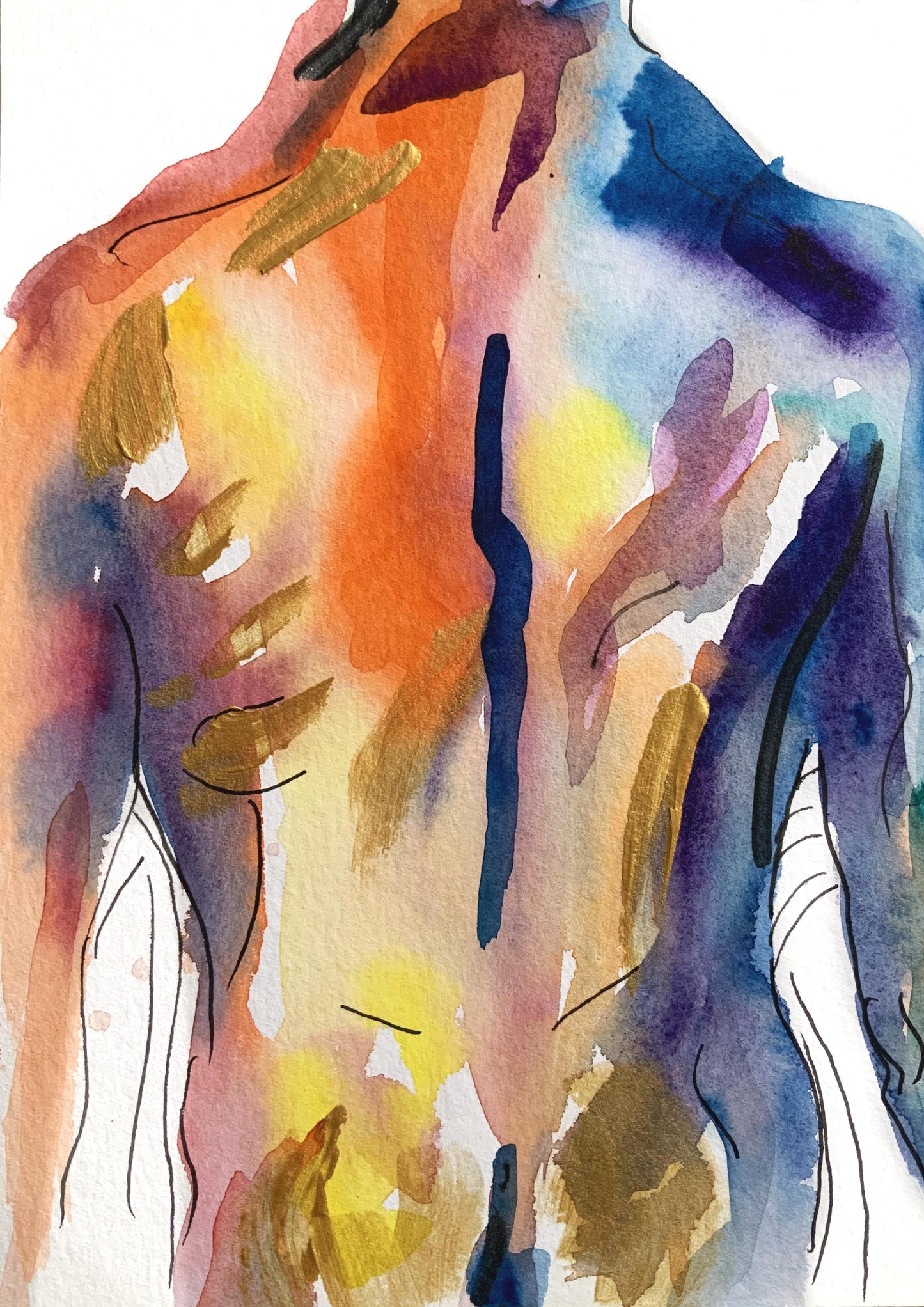 Abstract Nude Man Body Set of 3 Wall Art ‘He, Unveiled - Trilogy‘