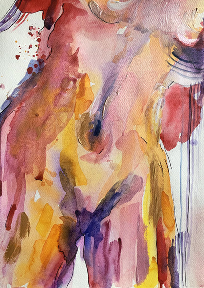 Abstract Nude Woman Body Set of 3 Wall Art ‘She, Unveiled - Trilogy‘