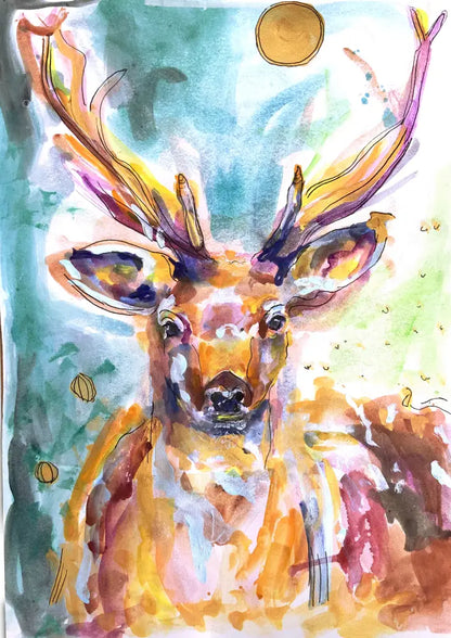 ‘Stag-Deer’ Art Print A4 Print Size: A4