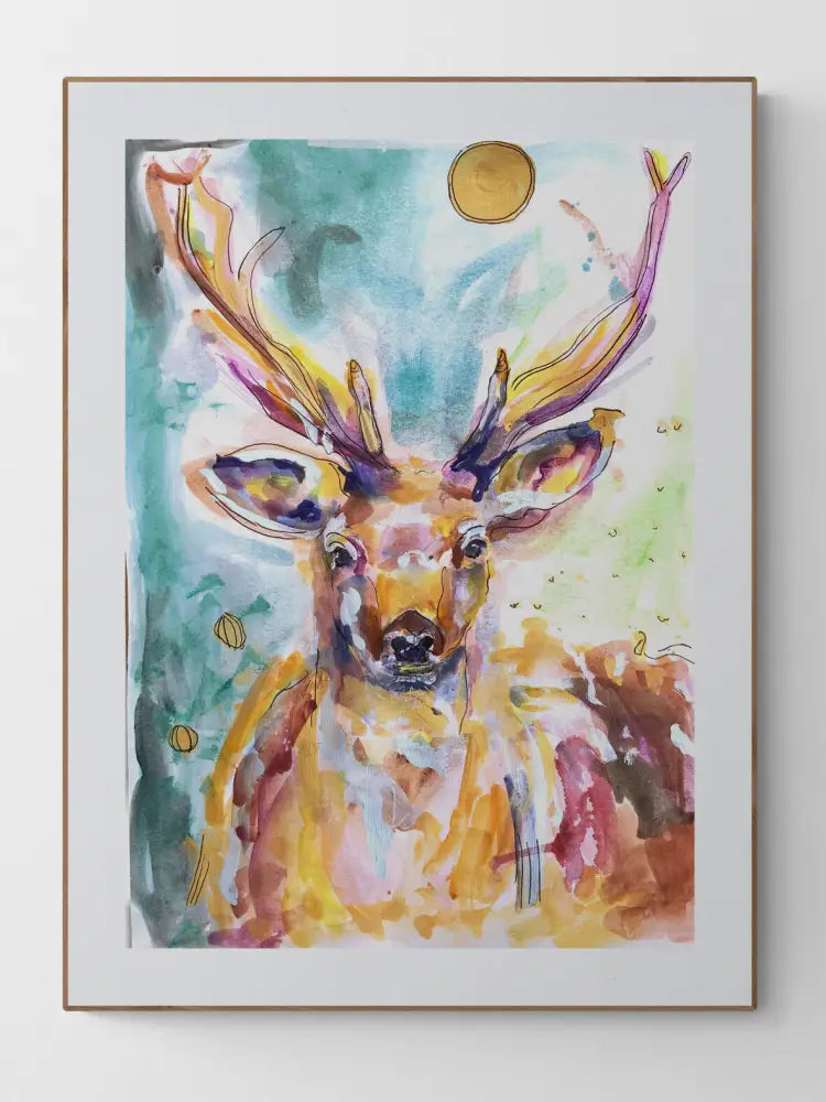 ‘Stag-Deer’ Art Print A4 Print Size: A4