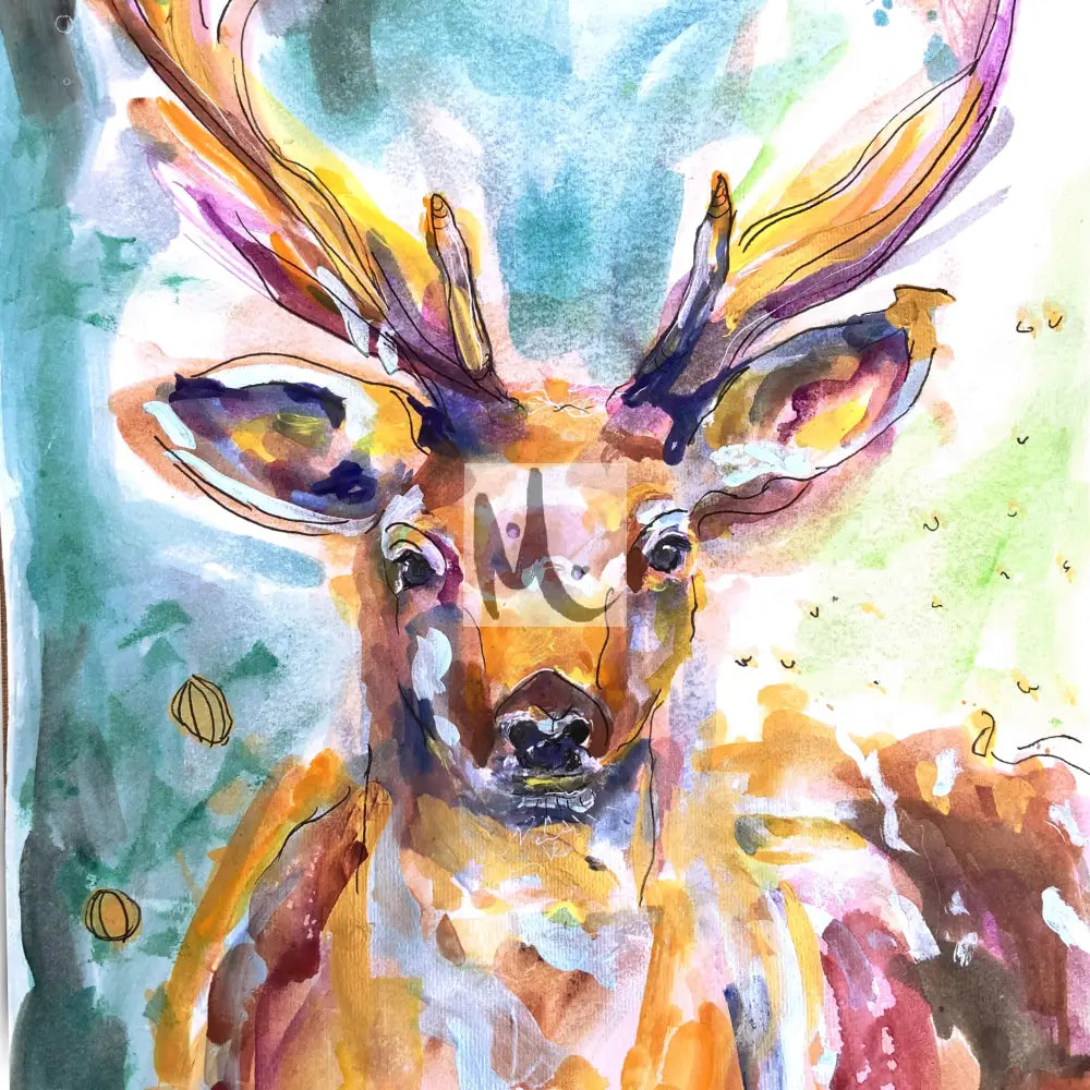 ‘Stag-Deer’ Art Print A4 Print Size: A4