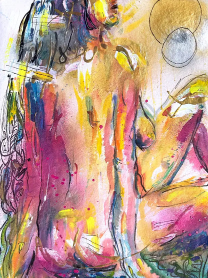 Original Abstract Nude Art Woman painting for sale in UK