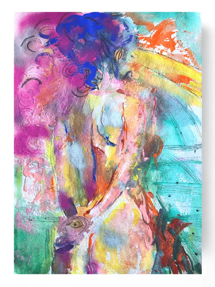 colourful original abstract painting  of a woman
