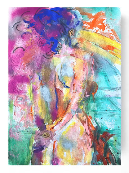colourful original abstract painting  of a woman