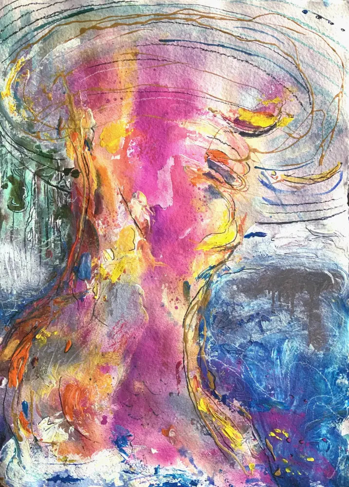 Abstract artwork with vibrant colors and fluid brushstrokes